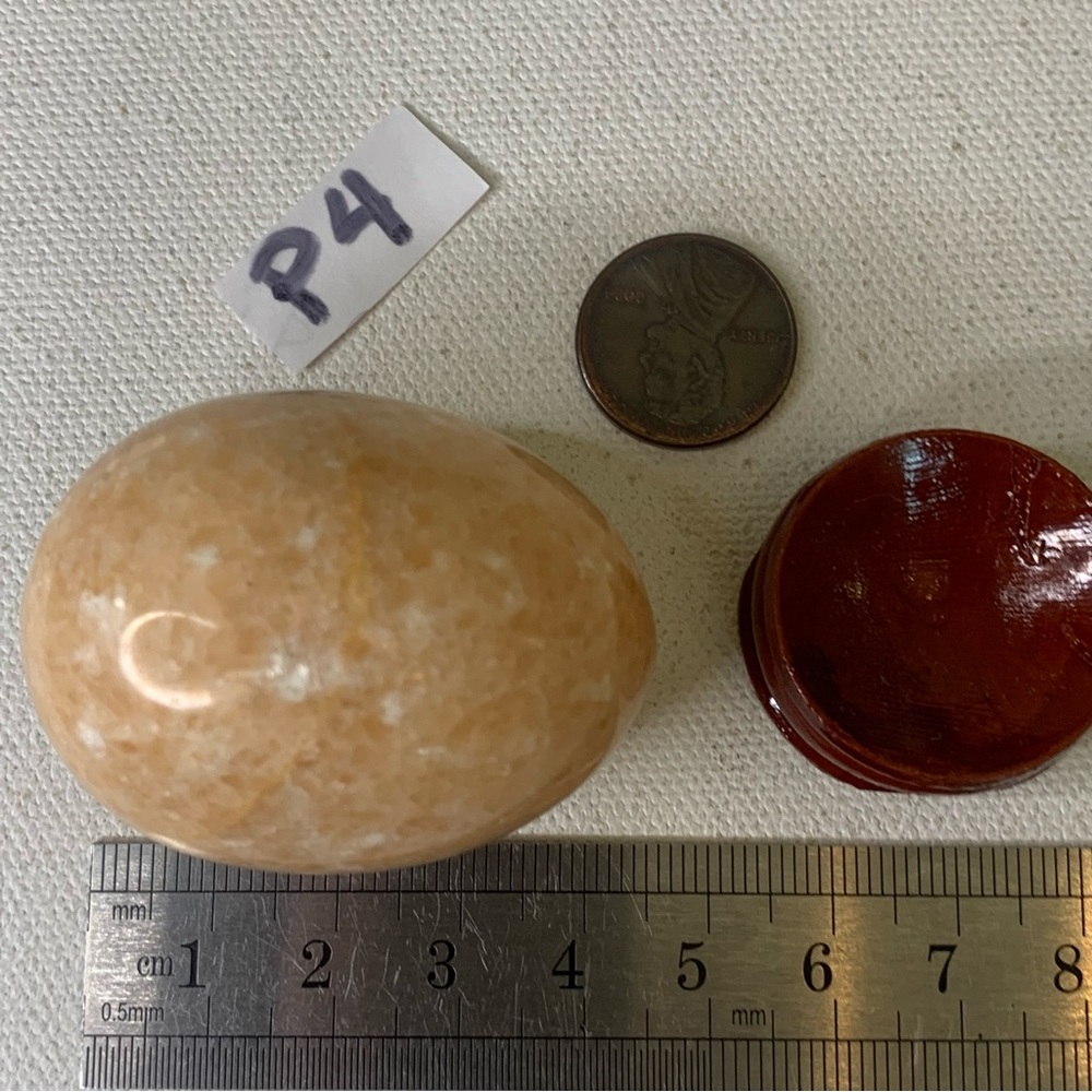 Natural Orange Calcite Egg Polished Crystal Meditation Stone with Wood Stand 2" - Picture 12 of 12